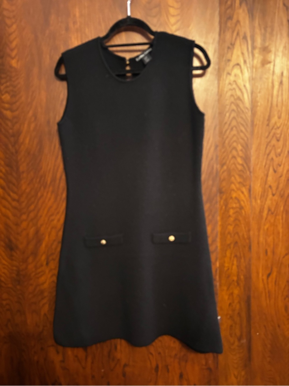 NWOT- Christian LaCroix Sleeveless Black A-Line Shift Dress with Pocket Detail